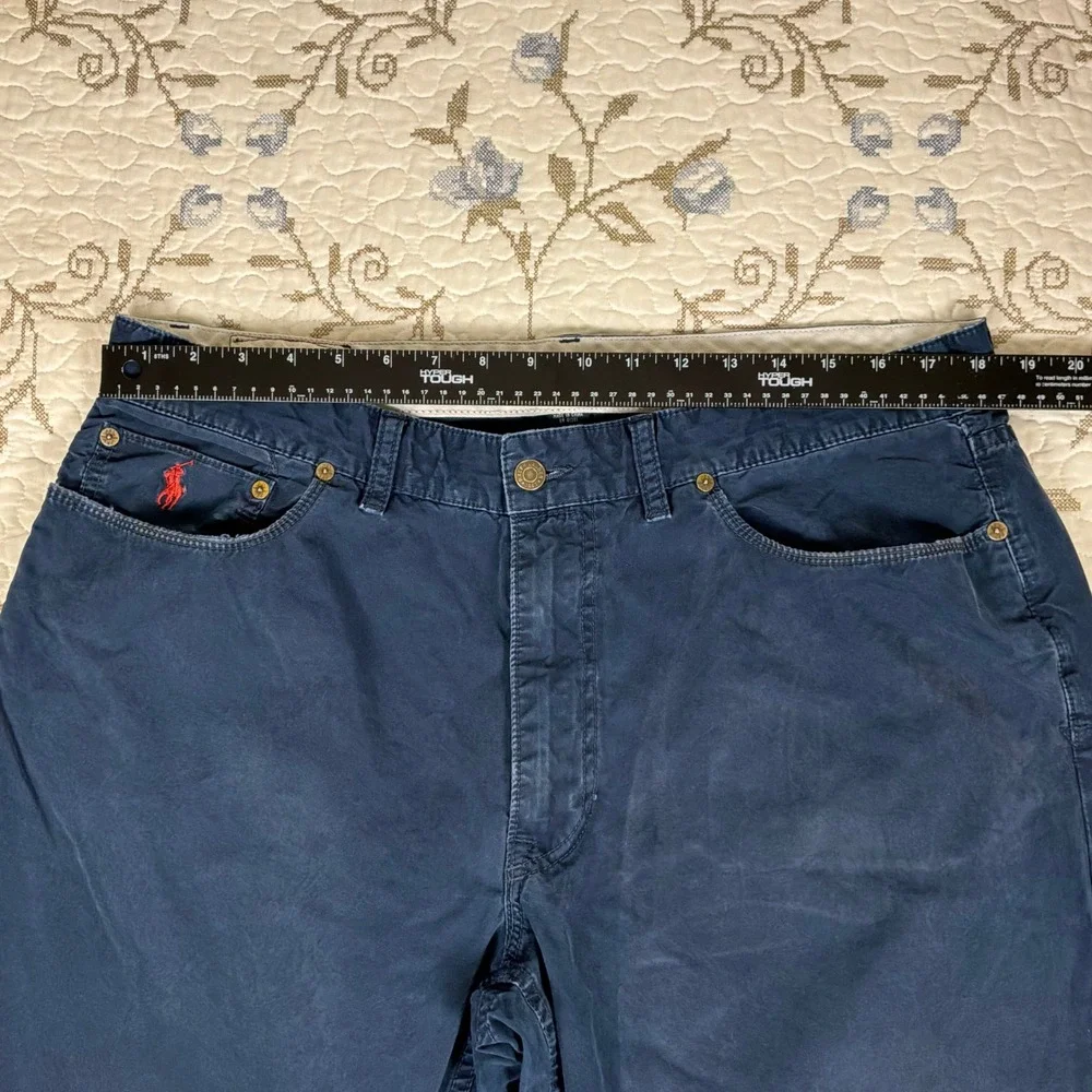 Polo Ralph Lauren Dungarees Mens 38x30 Navy Blue Good Vintage Distressed